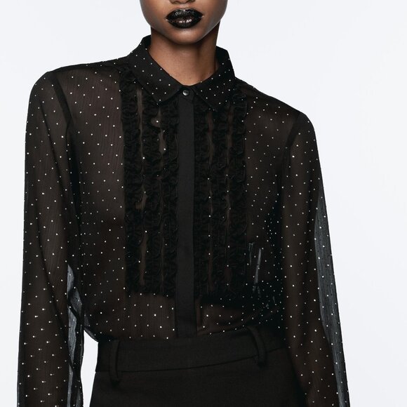 SEMI-SHEER SPARKLY SHIRT - Picture 1 of 2